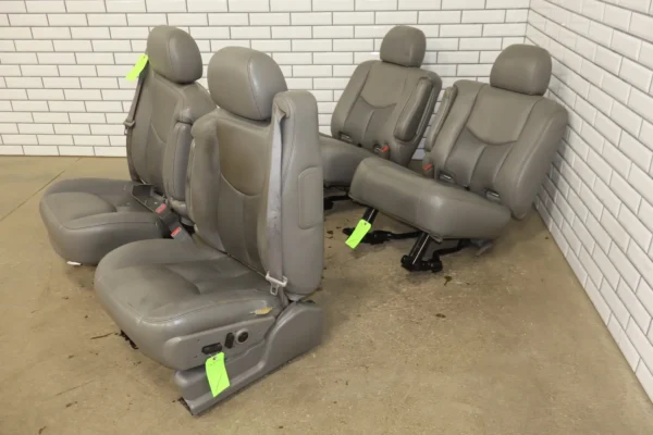 web_d482f04f-823e-47e4-a337-96a7ff89a99f 2006 GMC Yukon Denali Leather Heated Seat Set Front/Rear Stone Gray 922